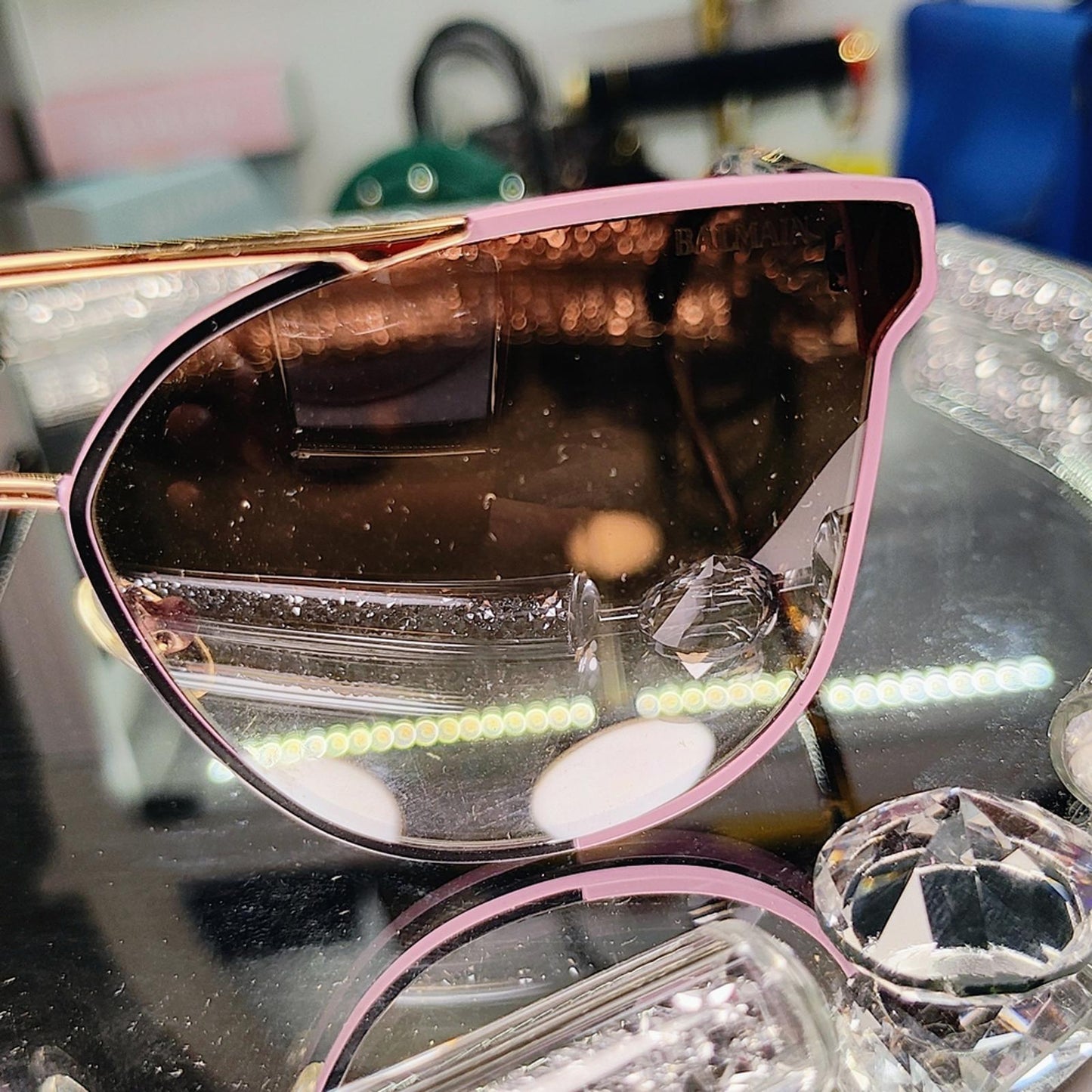 Balmain Pink and Gold Sunglasses BL2522B