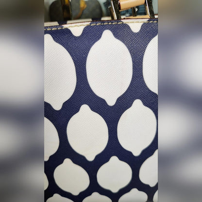 Kate Spade Grant Street Grainy Blue and White Juno French Tote Bag