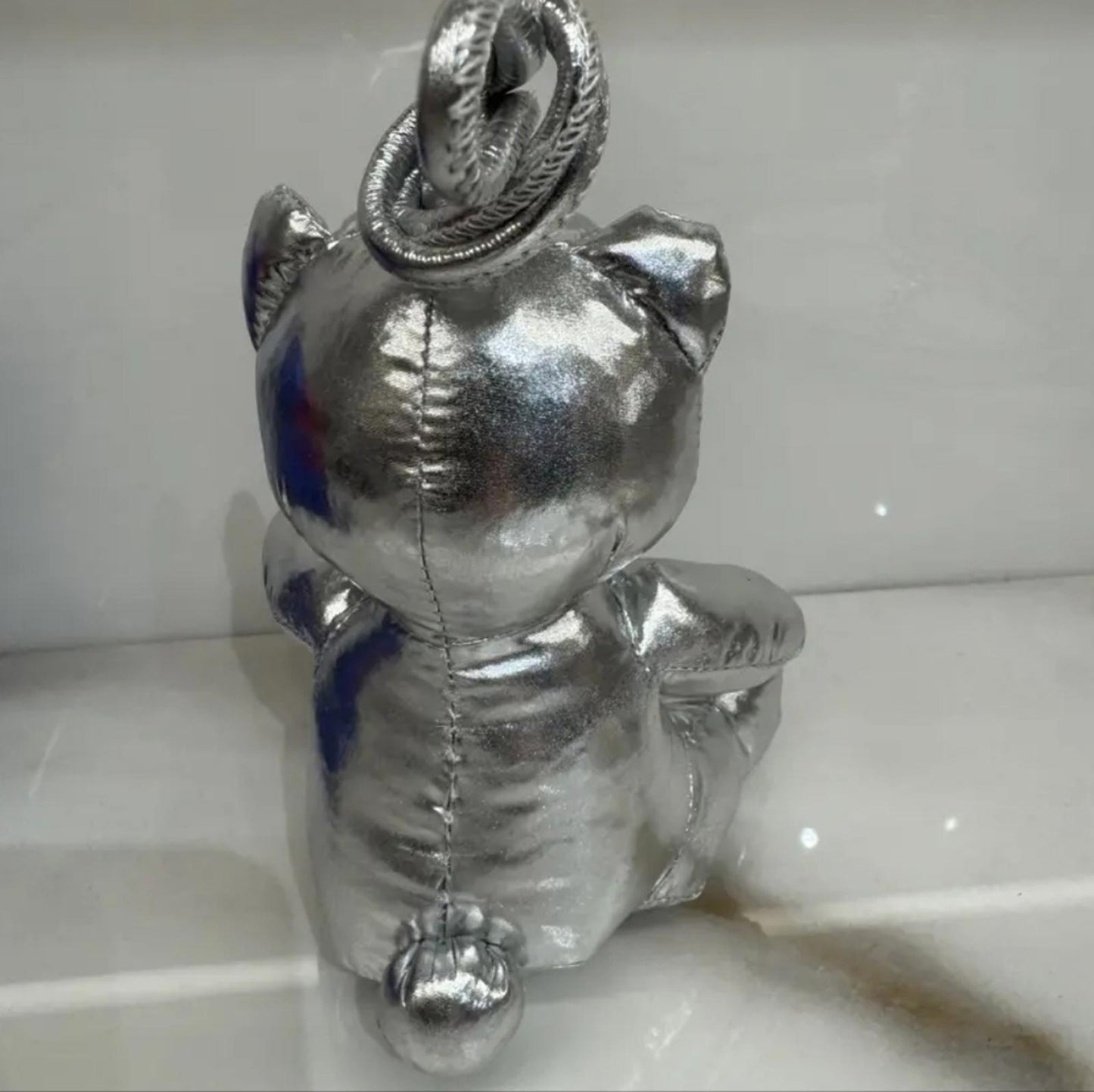 Furla Metallic Silver Bear Charm