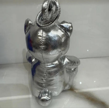 Furla Metallic Silver Bear Charm