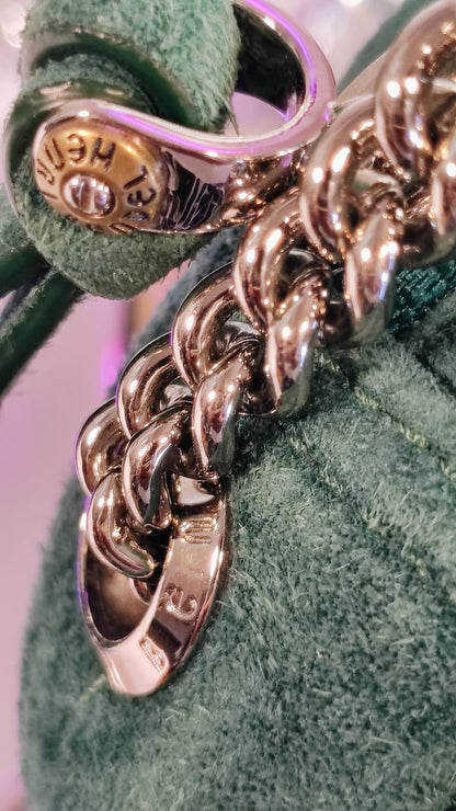 Henri Bendel Stylish Green Round Riveted Crossbody Bag