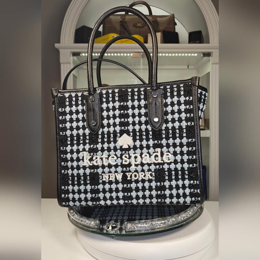 Kate Spade Black and White Checkered Tote Bag