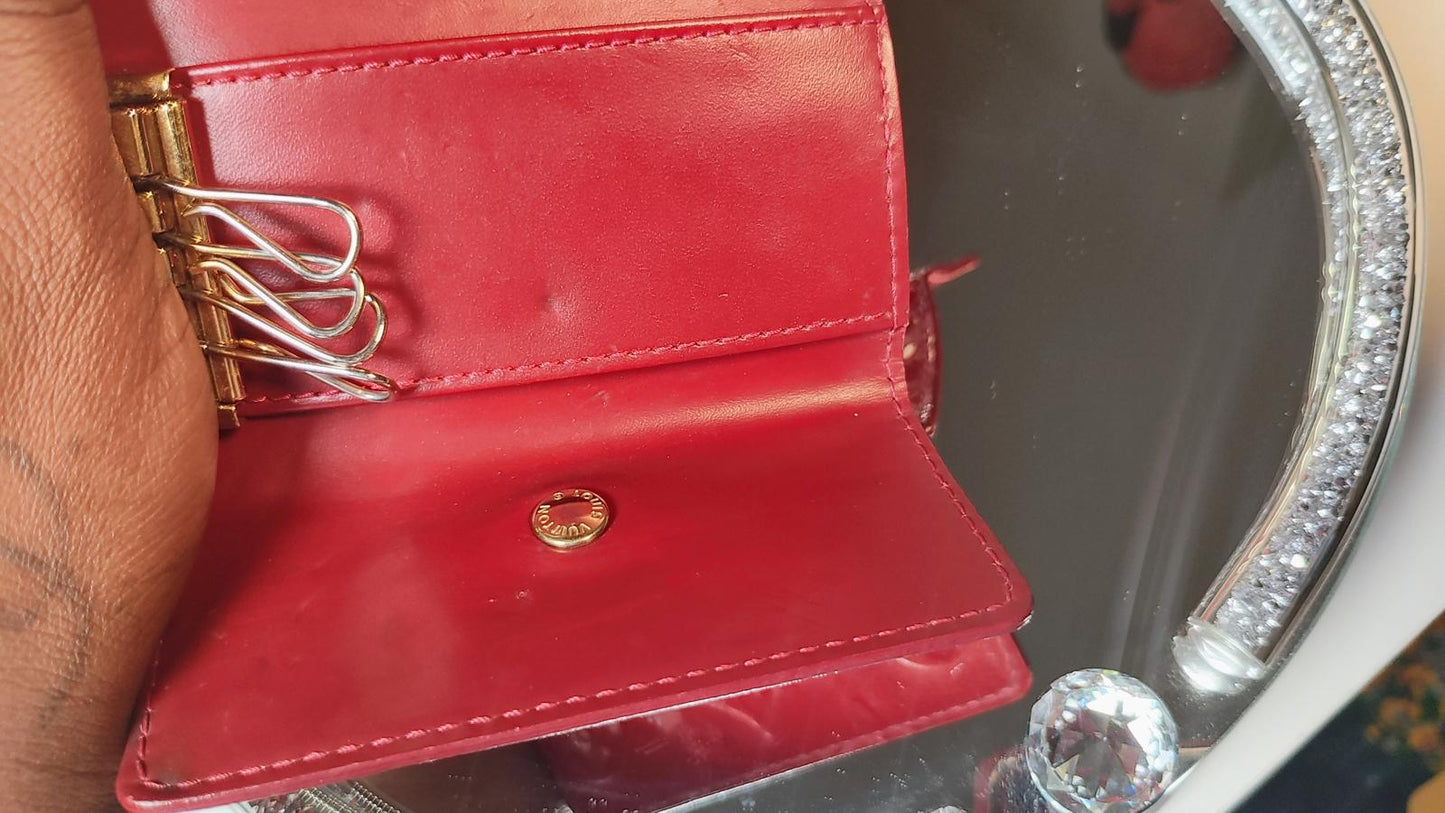 Louis Vuitton Red Patent Leather 4 Key ring holder Wallet