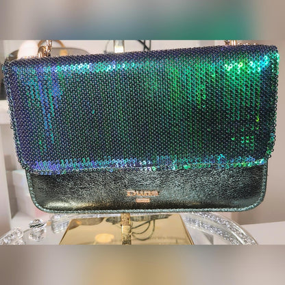 Dune Green Sequin Shoulder Bag