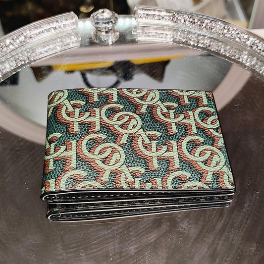 Coach Green and Red Patterned Card Holder