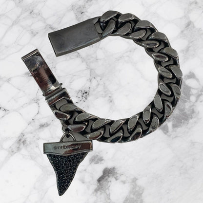 Givenchy Black Pave Shark Tooth Bracelet Cuban Link