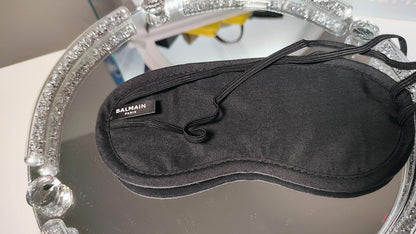 Balmain Paris Blue and Black Sleep Mask with gold 'B'