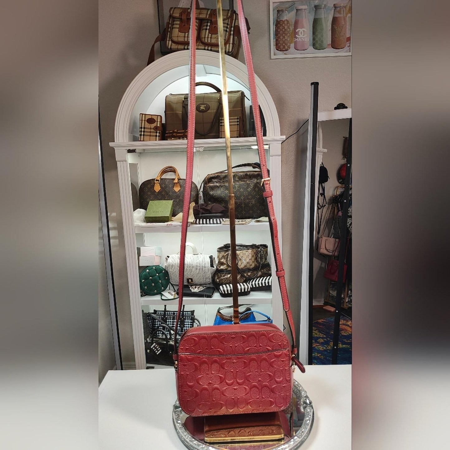 Coach Red Embossed Leather Mini Jamie Camera Bag