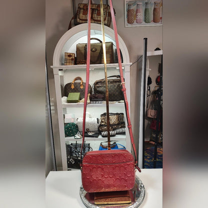 Coach Red Embossed Leather Mini Jamie Camera Bag