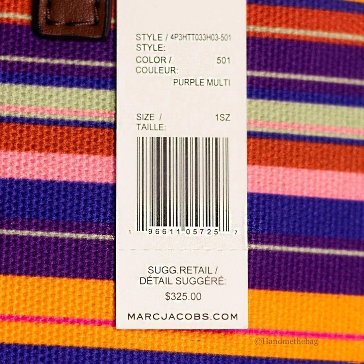 Marc Jacobs Mini Grind Striped Tote