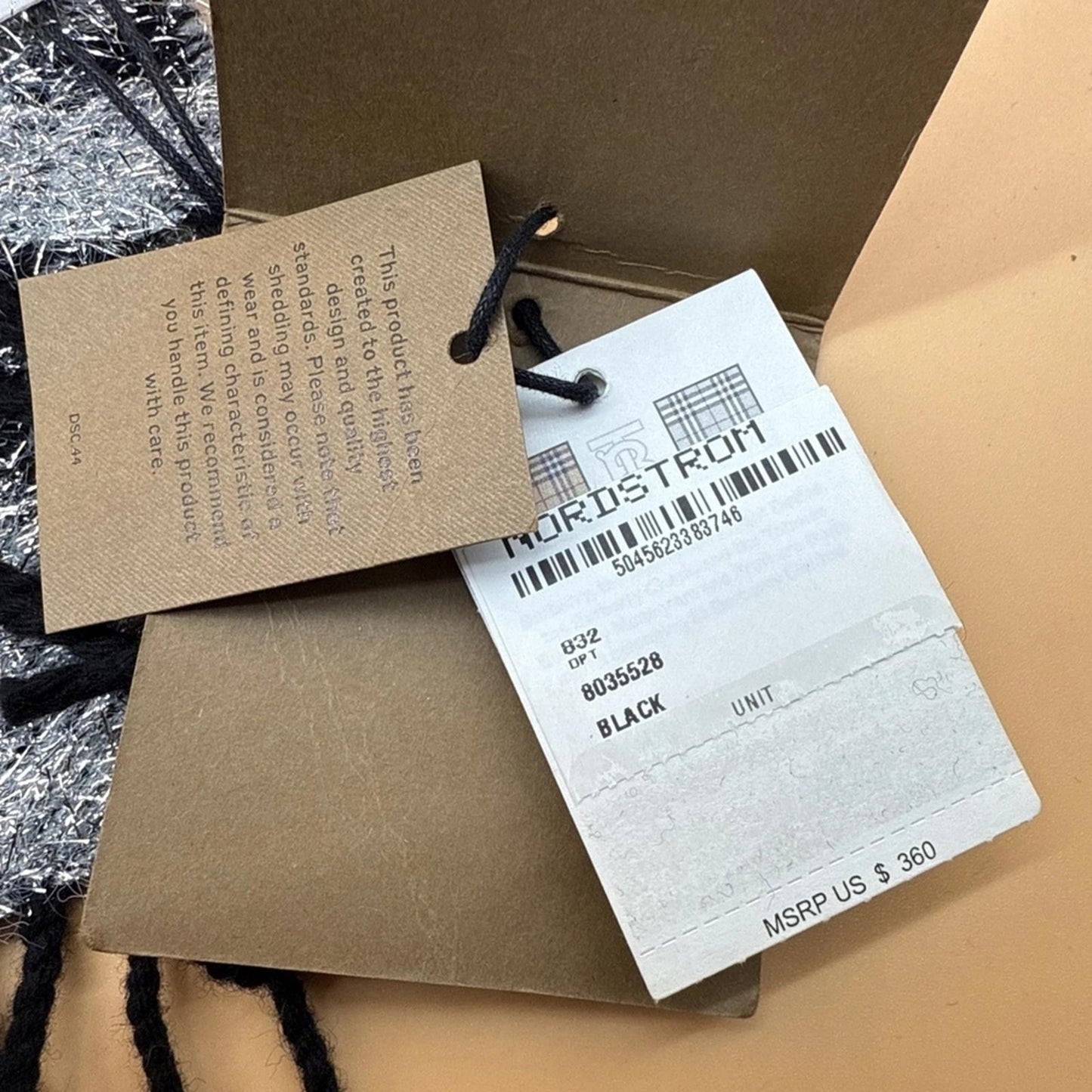 Burberry Black and Silver Textured Scarf