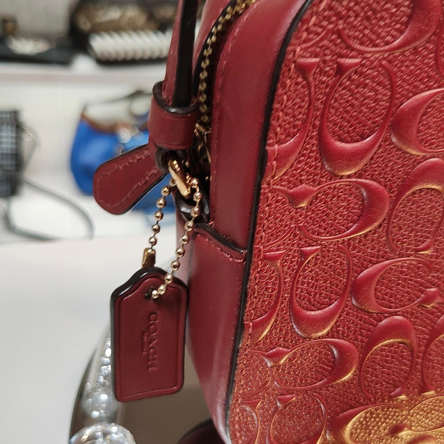 Coach Red Embossed Leather Mini Jamie Camera Bag