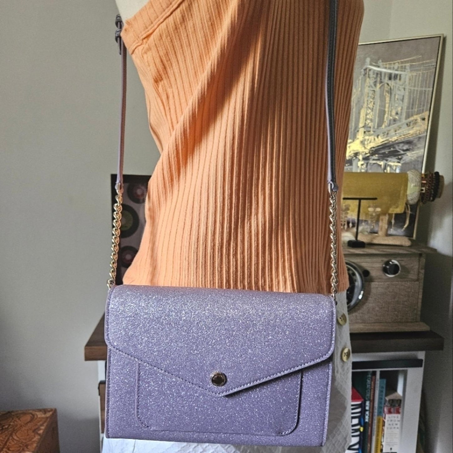 Kate Spade Glitter Tinsel Lilac Frost Crossbody Bag