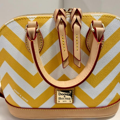 Dooney & Bourke Bitsy Yellow and White Chevron Satchel