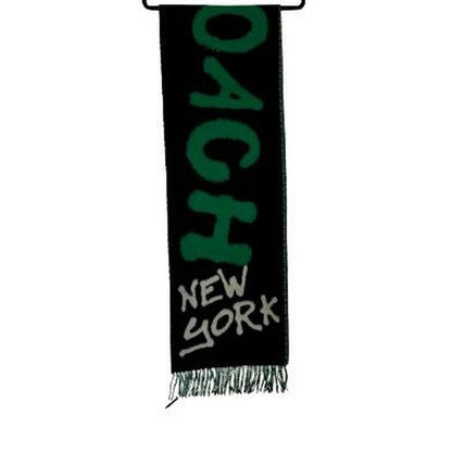 Coach Green and Black Wool Scarf