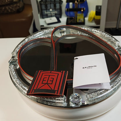 Balmain Paris Keychain Wallet - Red & Black