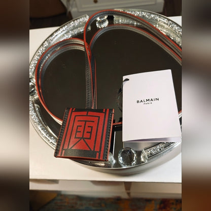 Balmain Paris Keychain Wallet - Red & Black