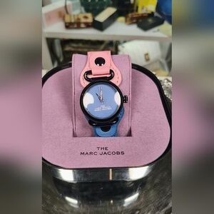 The Cuff Watch by Marc Jacobs in Blue and Pink Leather